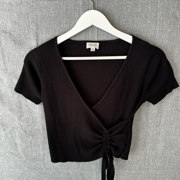 Black Wrap Top - Picture 1 of 2